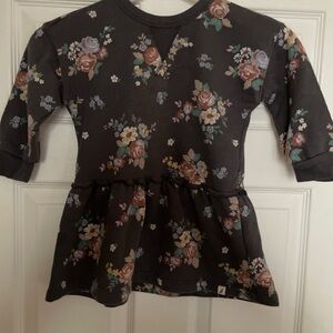 Toddler girl Brown floral babydoll dress with 3/4 sleeves size 3T